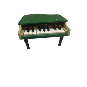 VINTAGE GREEN AND GOLD JAYMAR 17 KEY BABY GRAND PIANO 50s 60s Works USA